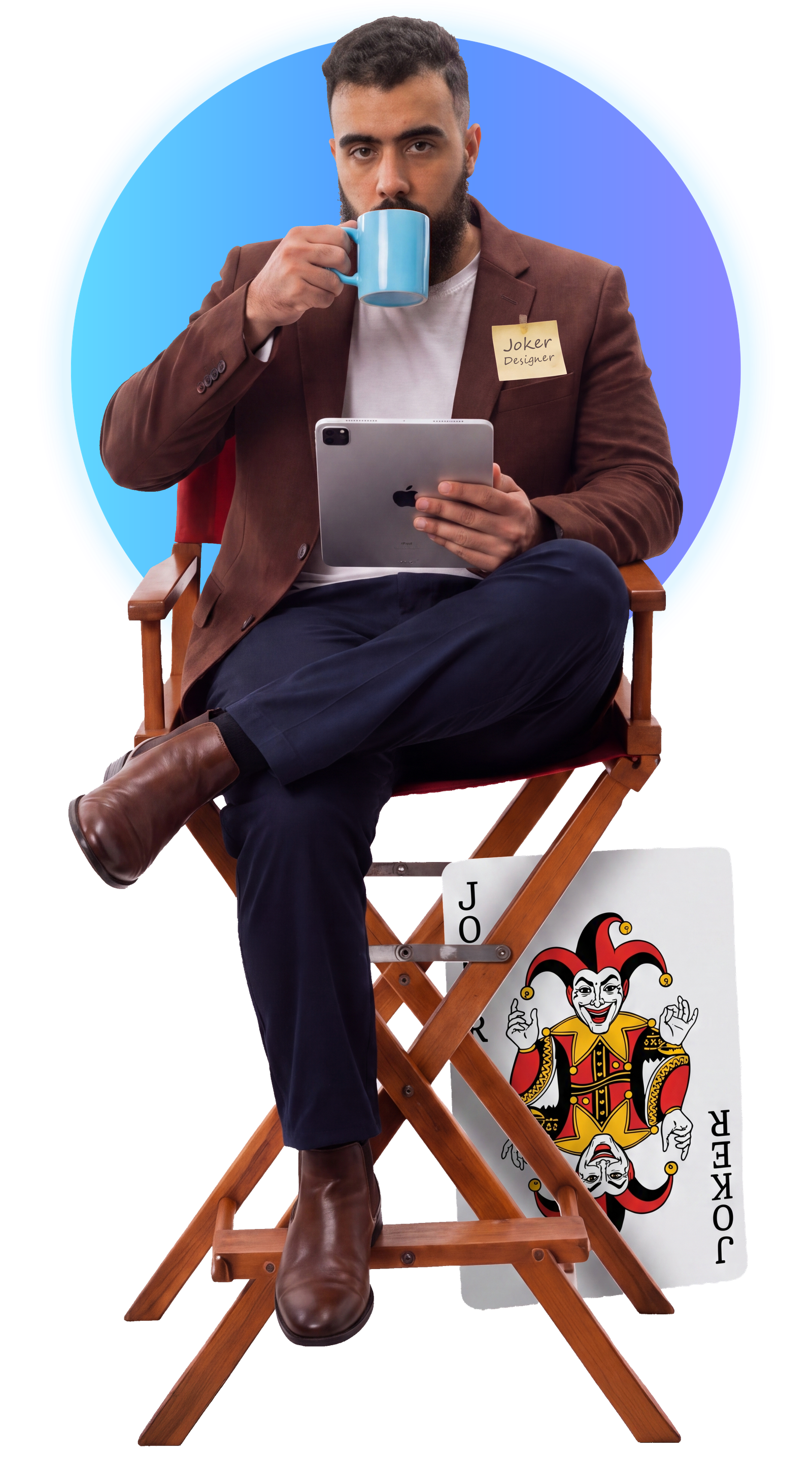 Hassan Amr sitting in a director's chair